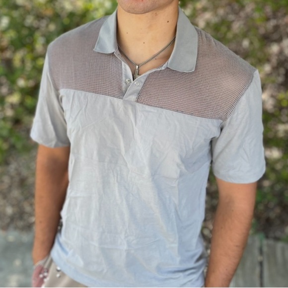 COS SEE THROUGH MESH FISH NET POLO SHIRT LUXURY BLOCK SHEER REVEAL REVEALING MEN - Picture 15 of 16